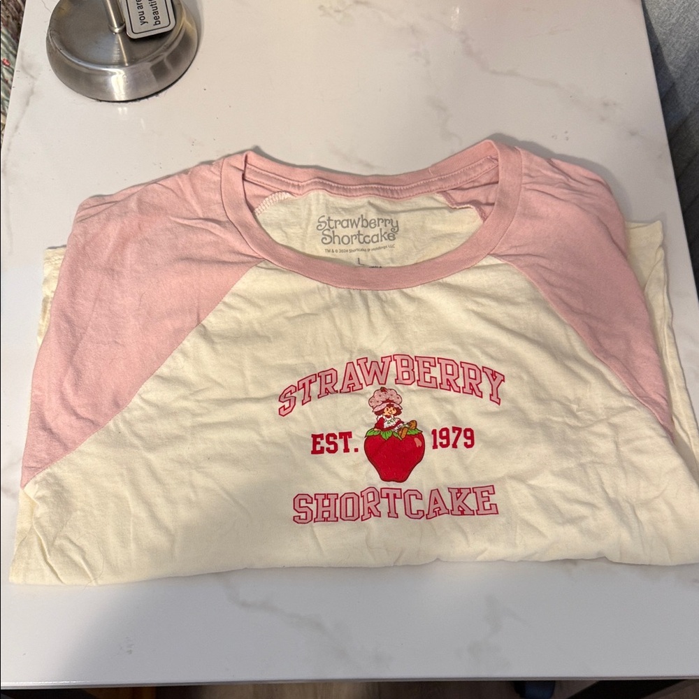 Women's Pink and Cream Raglan Tee